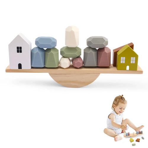 Montessori Sensory Toys  Stacking Toys For Baby Forest Houses Replica