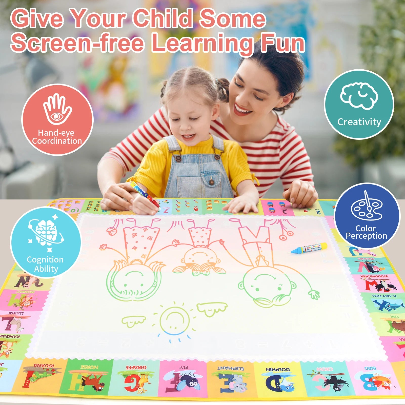 100x80CM Magic Water Drawing Mat Coloring Doodle With Reusable Magic