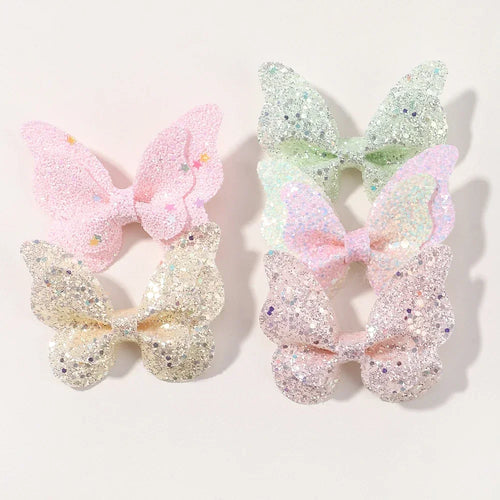 2/4/5Pcs Girls Cute Sequins Double Butterfly Hair Clip Bow Hairpins