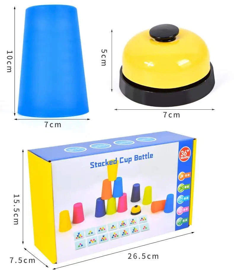 Montessori Toys Stack Cup Game With Card Educational Intellectual