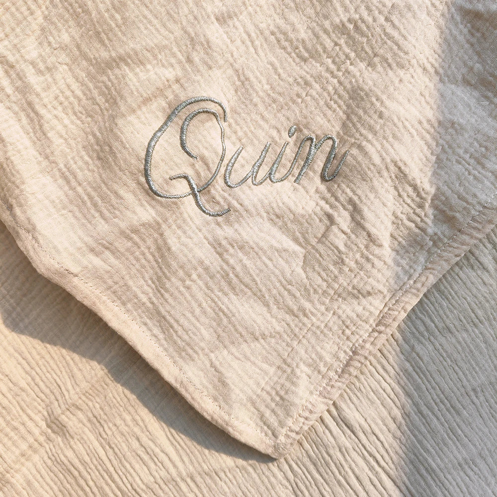 Personalized Name Embroidered Custom Baby Cotton Muslin Baby Swaddle