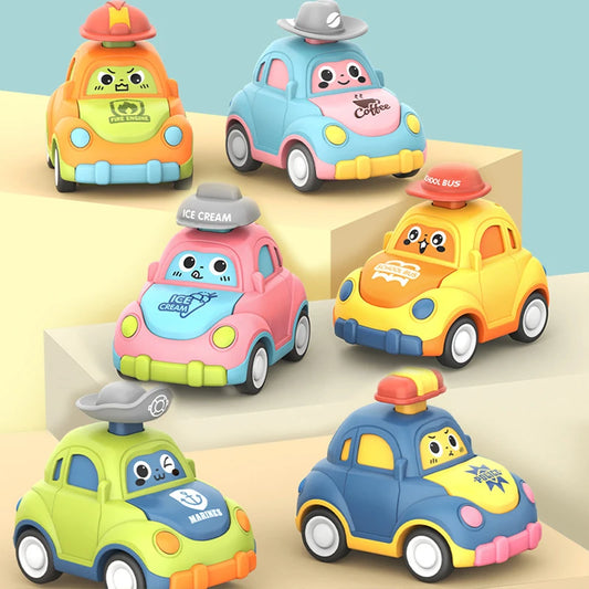 Baby Cartoon Toy Car Mini Press Go Vehicles Inertia Pull Back Cars