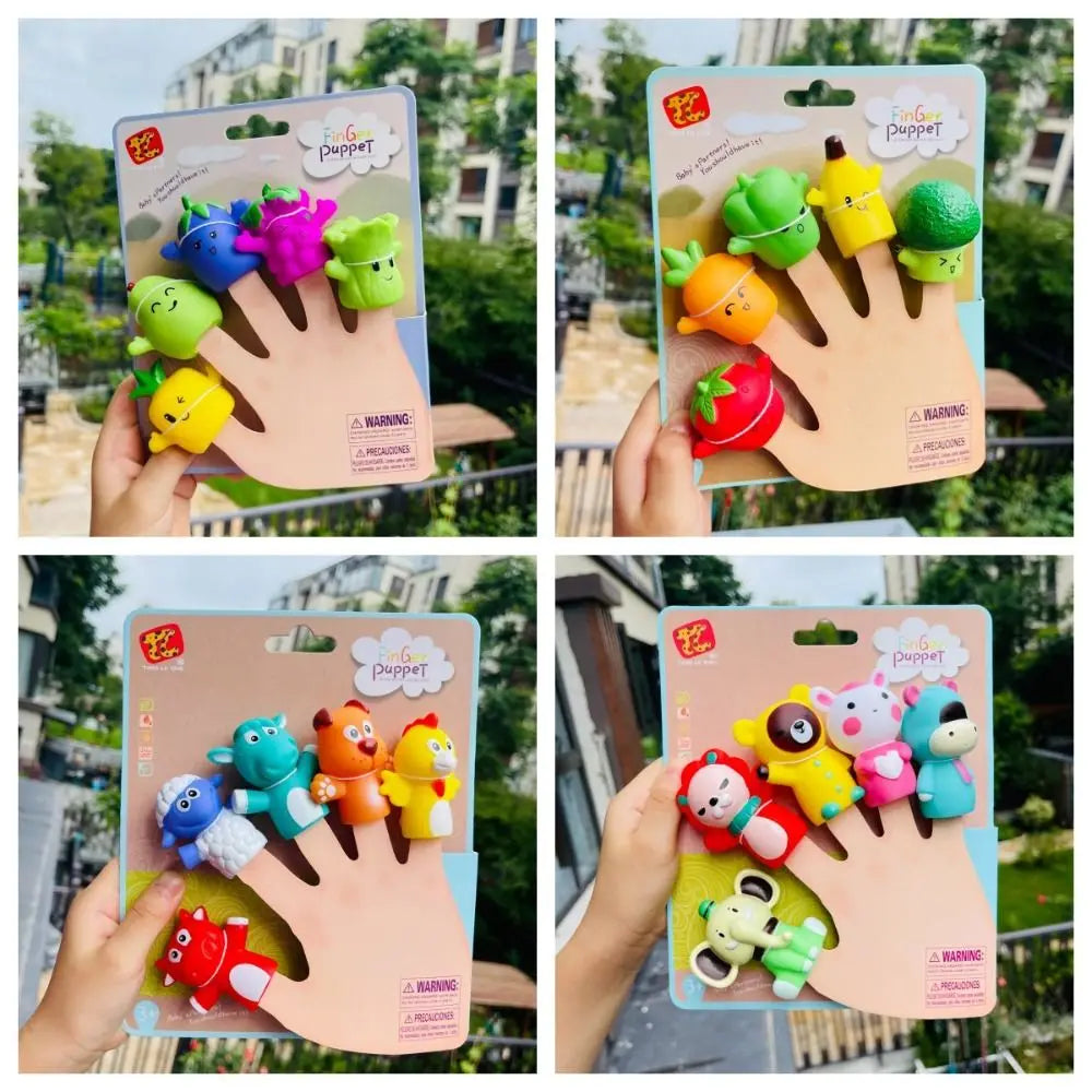 5PCS Mini Animal Hand Puppet Puppy Doll Finger Puppet Toy Set