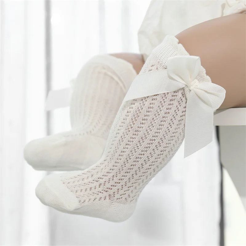 lawadka 0-24M Baby Girl Socks Toddler Big Bow Cotton Summer Mesh