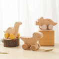 Load image into Gallery viewer, Wooden Baby Car Toys Beech Wooden Dinosaur Cartoon Car Teether
