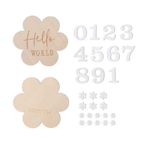 8Pcs Wooden Baby Milestone Cards Number Monthly Memorial Cards Wooden