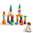 Load image into Gallery viewer, Wood Rainbow Stones Block Colorful Wooden Building Block Rainbow
