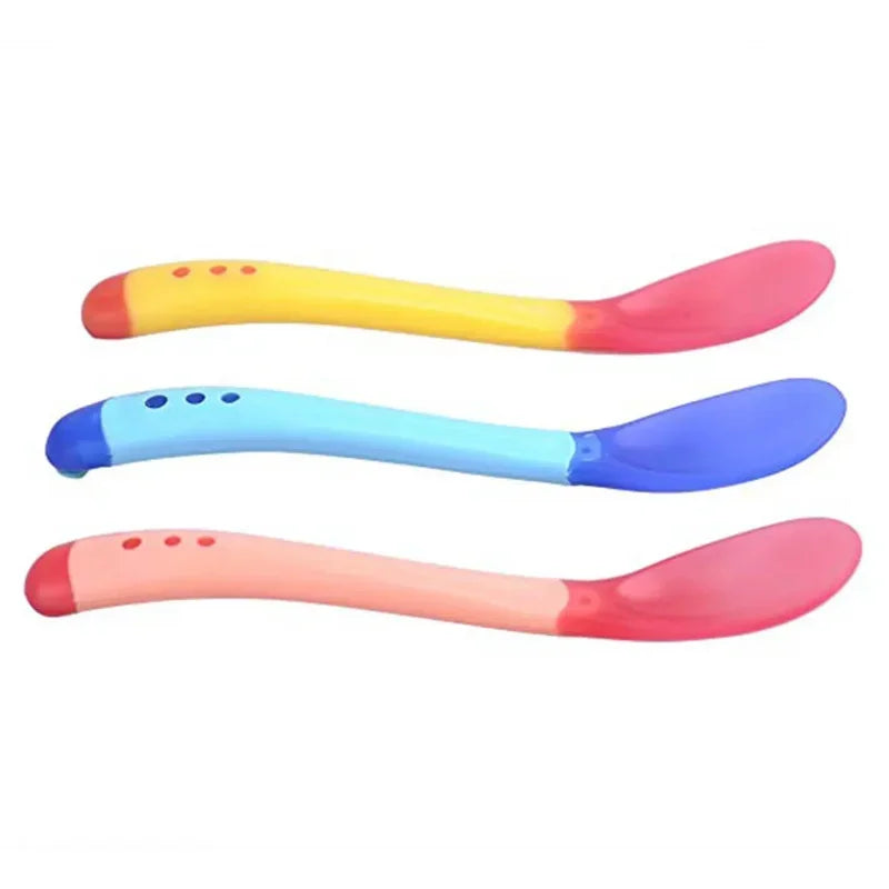 Baby Temperature Change Fork Spoon Small Toddlers Utensils Plastic