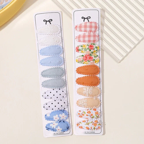 10/20Pcs Cotton Print Hair Clip Hairpin for Girl Fabric Plaid Mini BB