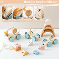 Load image into Gallery viewer, Wooden Montessori Toys Animal Block Dragging Stars Moon Surround Train
