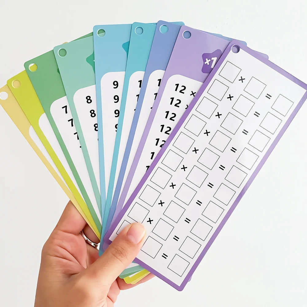 0-12 Multiplication Charts, Times Table Cards, Self Check Math