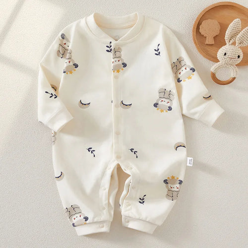 Rompers Pure Cotton Boneless Baby One-piece Full-print Long-sleeved