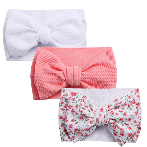 3Pcs/Lot Flower Bullet Baby Headband Cow Leopard Dot Print Headwraps