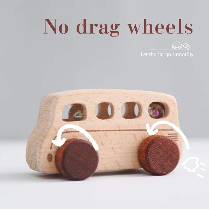 Baby Wooden Baby Toys NO Bpa  Cartoon Car Bus Montessori Toys