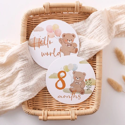 Cardboard Baby Monthly Milestone Photo Card Double Sided Photo Prop