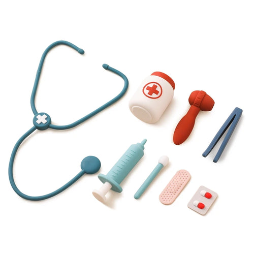 Children Doctor Toy Set Silicone Simulation Medical Box Montessori Toy