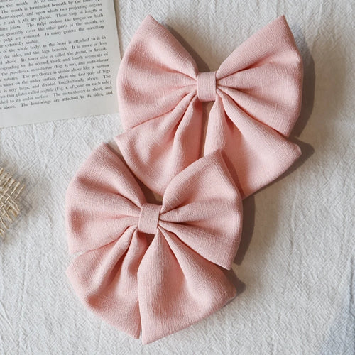 2Pcs/lot Solid Color Hair Bows Boutique With Clips For Girls Hairgrips