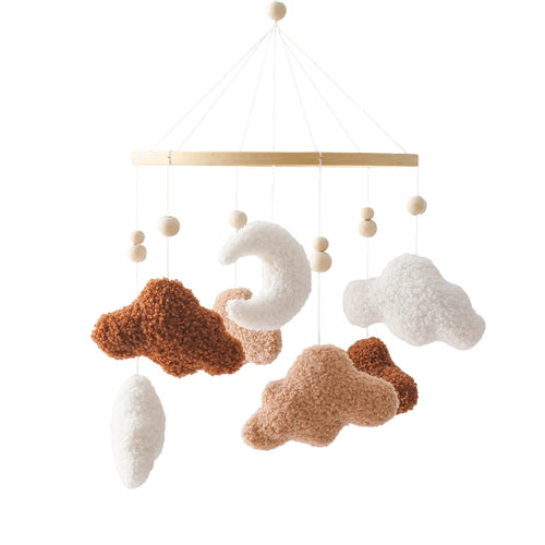 Baby Crib Mobile Bed Bell Rattle Toys Wooden Crochet Stars Pendant Bed