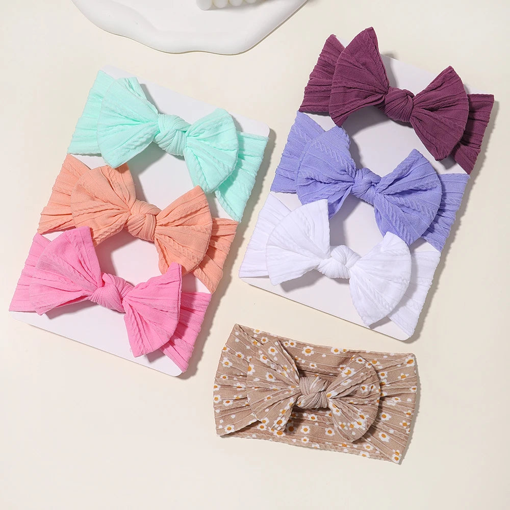 3Pcs/Set Girls Cable Knit Turban Baby Bows Headbands For Children