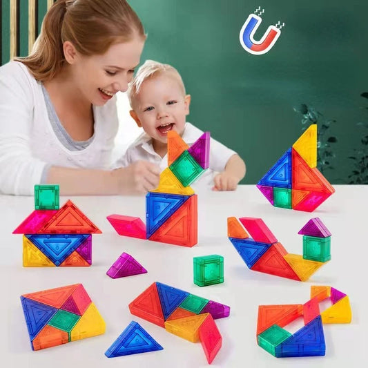 Magnetic Colorful 3D Tangram Jigsaw Toy Kid Logical Thinking Training