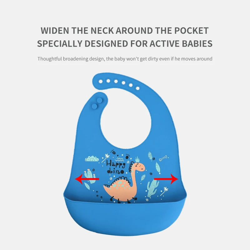 1pcs Waterproof Baby Bibs Cartoon Dinosaur Printed Kids Bibs