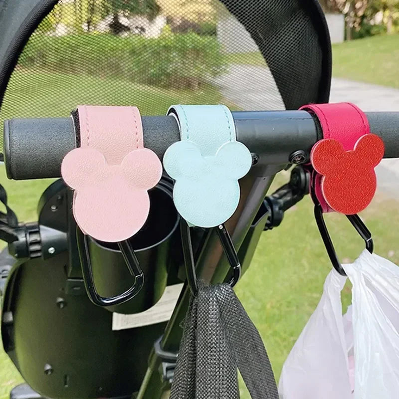 New Cartoon PU Leather Baby Bag Stroller Hook Rotatable Cart Organizer