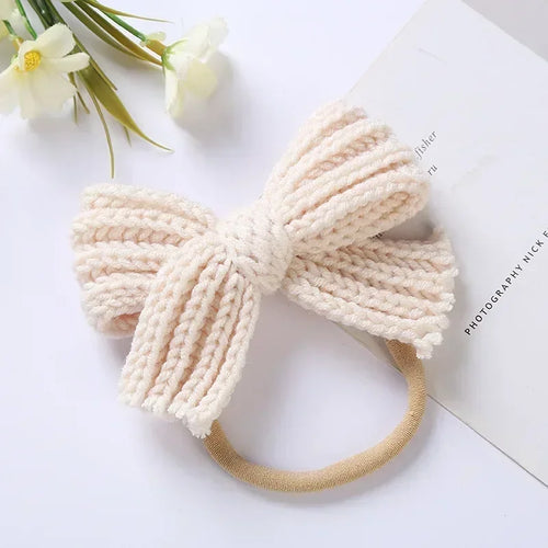 1PCS Cute Knitting Wool Bowknot Elastic Hairband Infant Solid Color