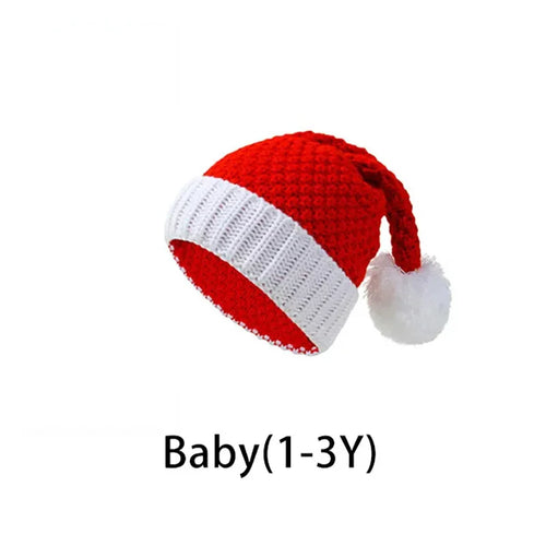 Parent-Child Christmas Hat Big Pompom Mother Kids Knit Beanie Cap