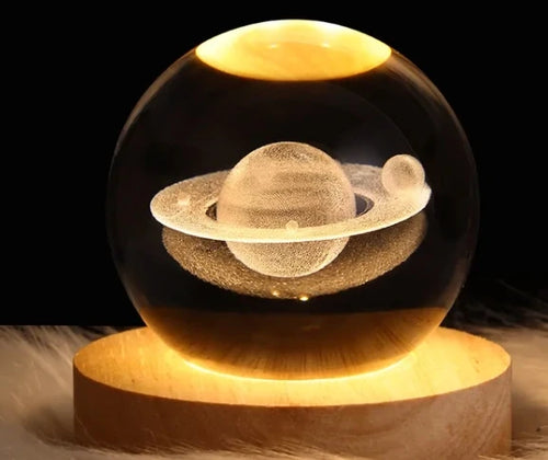 Kids LED Crystal Ball Toys Table Lamp 3D Moon Planet Galaxy Decor