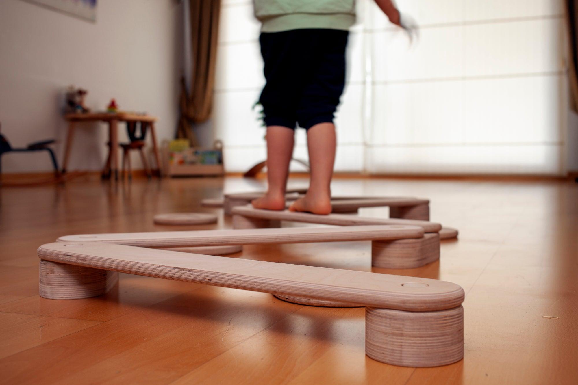 Circular Wooden Balance Beam Set | Montessori Gymnastics Toy for