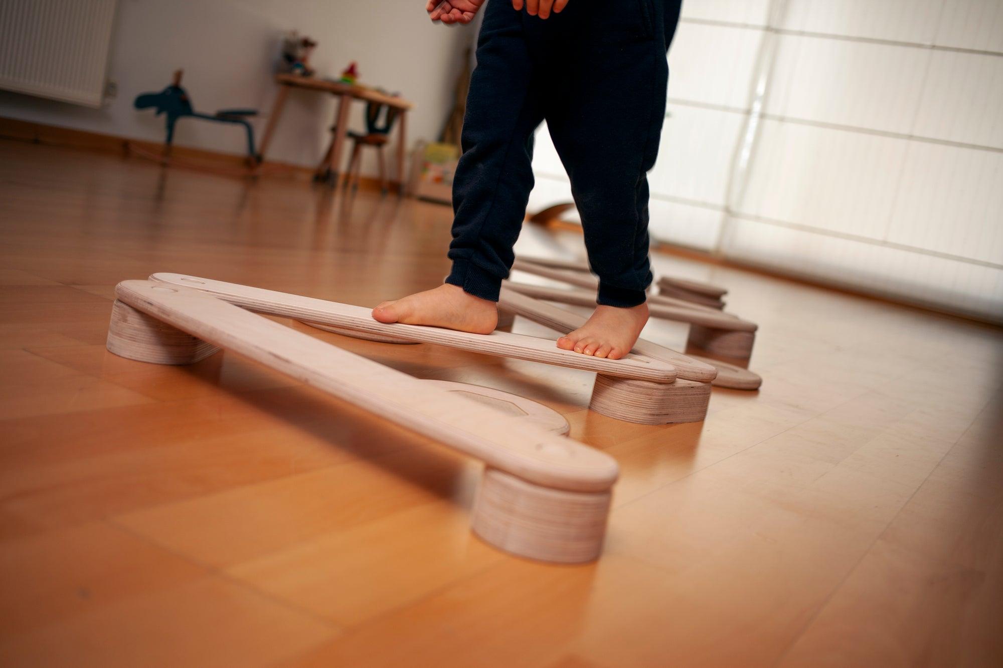 Circular Wooden Balance Beam Set | Montessori Gymnastics Toy for