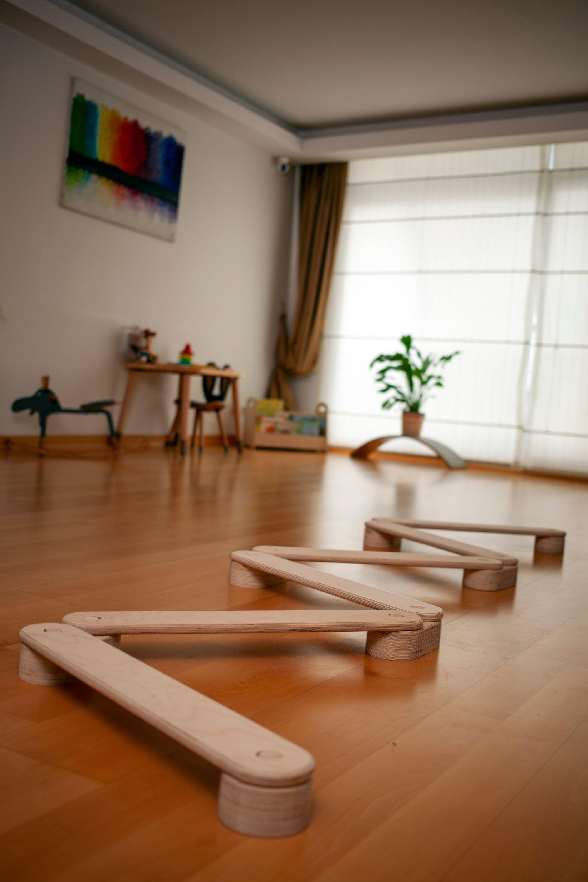 Circular Wooden Balance Beam Set | Montessori Gymnastics Toy for