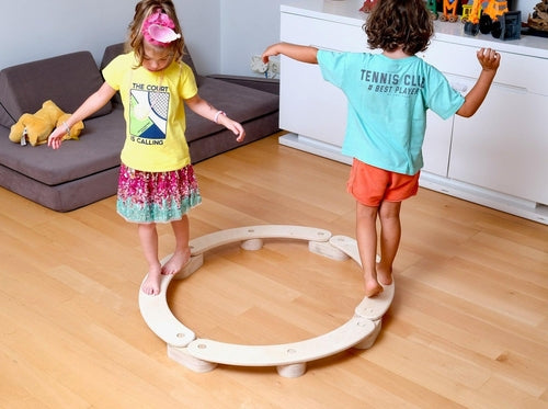 Circular Wooden Balance Beam Set | Montessori Gymnastics Toy for