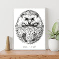 Load image into Gallery viewer, Personalized Baby Hedgehog Footprint Kit, A3 format, white
