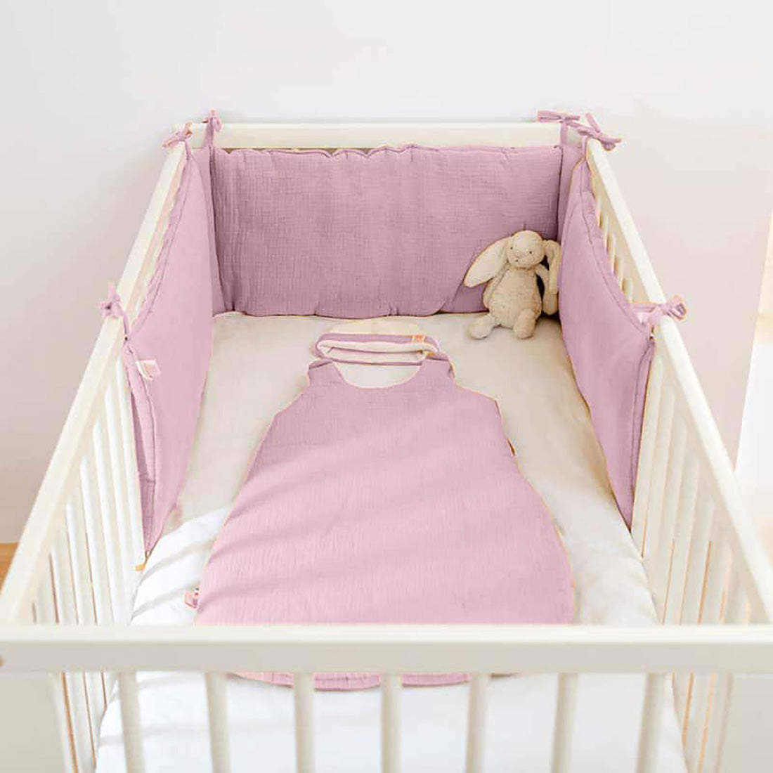 Organic Cotton Cot Bumper - Pink