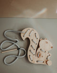 Load image into Gallery viewer, Squirrel lacing toy, Wooden sewing, Montessori
