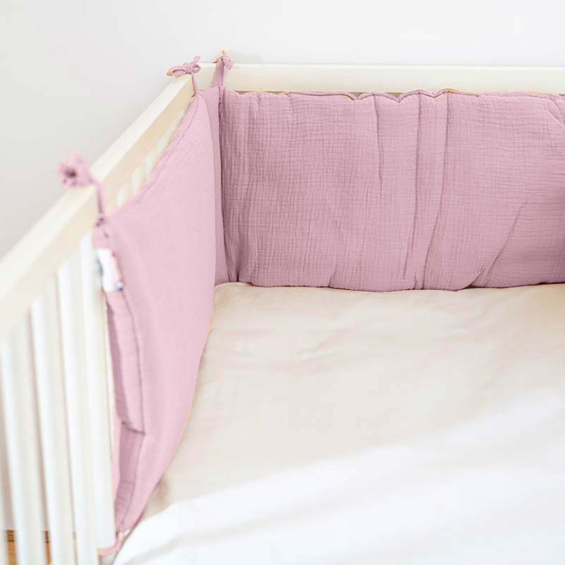 Organic Cotton Cot Bumper - Pink