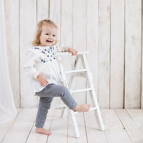 OrganicEra Organic Vual Baby Girl Tunic with Embroidery, White