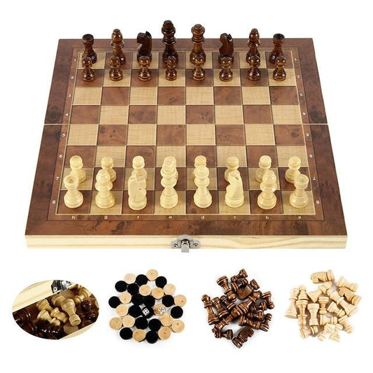 Foldable Wooden Chess Set Board Game