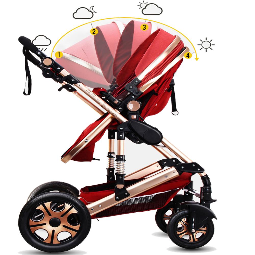 Luxury Baby Stroller 3 in 1 High view Pram foldable pushchair