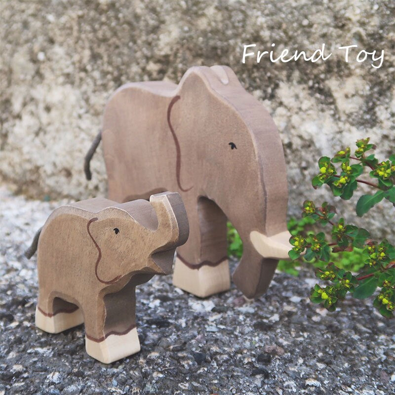 28Pcs Kids Wooden Handcarft Animals Toys Lion Elephant Animal Figure Open Ended Play Baby Montessori Educational Wood Toys