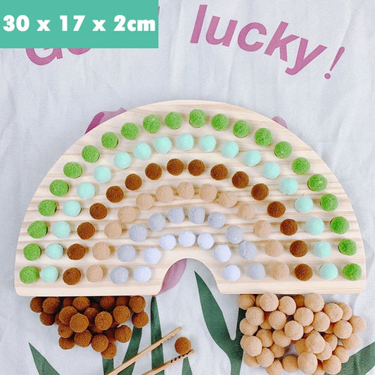 Rainbow Board Wooden Toys Baby Montessori Educational Toys Color Sorting Sensory Nordic Wood Toys Clip Beads Games Gift for Kids