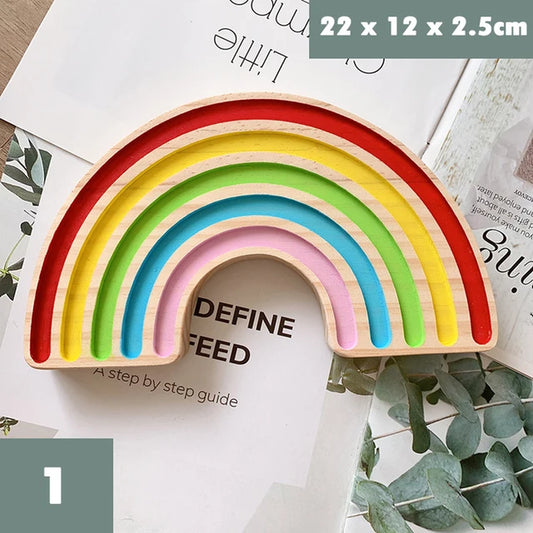 Rainbow Board Wooden Toys Baby Montessori Educational Toys Color Sorting Sensory Nordic Wood Toys Clip Beads Games Gift for Kids