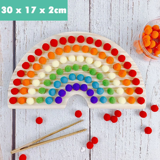 Rainbow Board Wooden Toys Baby Montessori Educational Toys Color Sorting Sensory Nordic Wood Toys Clip Beads Games Gift for Kids