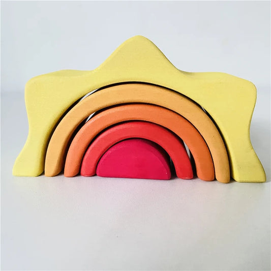 Rainbow Blocks Open Ended Play Creative Peg Doll Forest Tree Building Block Nordic Montessori Educational Wood Toys for Children