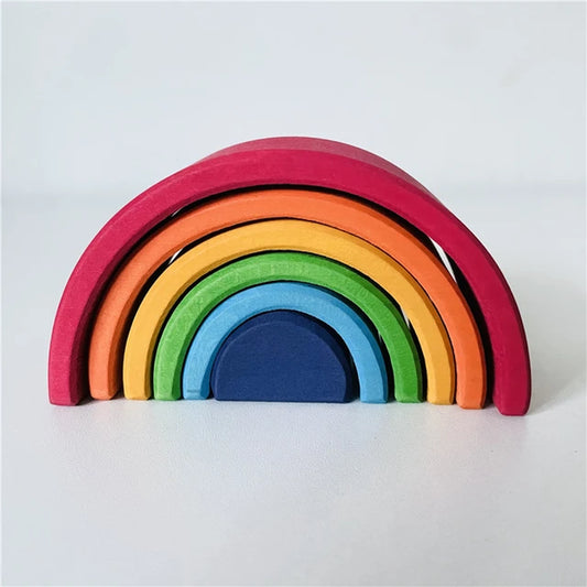 Rainbow Blocks Open Ended Play Creative Peg Doll Forest Tree Building Block Nordic Montessori Educational Wood Toys for Children