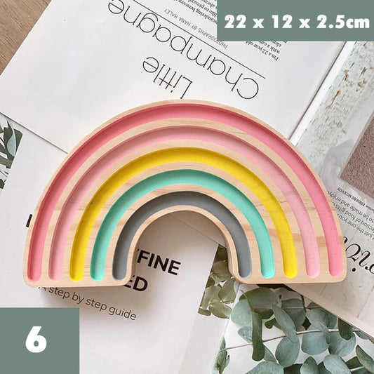 Rainbow Board Wooden Toys Baby Montessori Educational Toys Color Sorting Sensory Nordic Wood Toys Clip Beads Games Gift for Kids