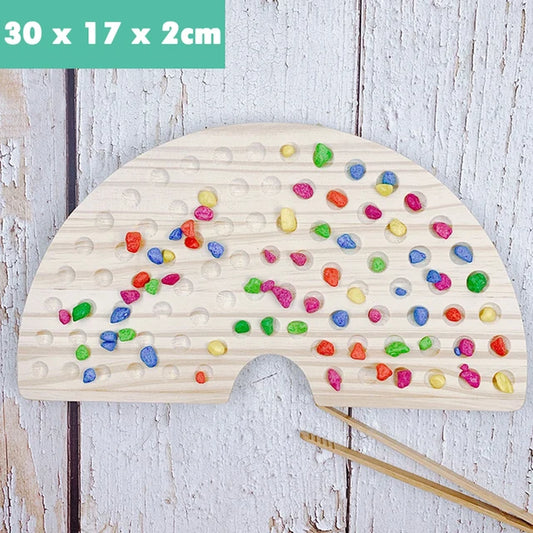 Rainbow Board Wooden Toys Baby Montessori Educational Toys Color Sorting Sensory Nordic Wood Toys Clip Beads Games Gift for Kids