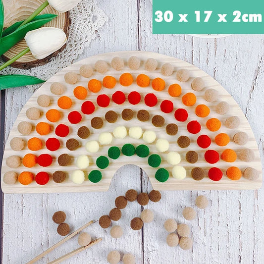 Rainbow Board Wooden Toys Baby Montessori Educational Toys Color Sorting Sensory Nordic Wood Toys Clip Beads Games Gift for Kids