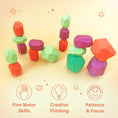 Load image into Gallery viewer, Stacking Rocks - Stacking Stones - 16 Pc Wooden Stacking Rocks for Kids - Sorting & Stacking Toys - Balancing Stones - Wooden Stacking Stones - Rock Blocks Kids (Orange Green Purple)
